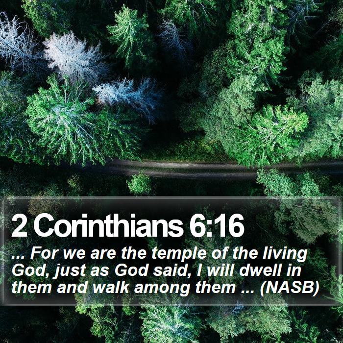 2 Corinthians 6:16 - ... For we are the temple of the living God, just as God said, I will dwell in them and walk among them ... (NASB)
