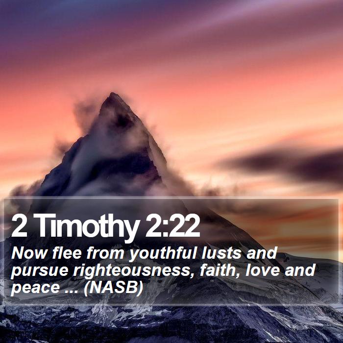 2 Timothy 2:22 - Now flee from youthful lusts and pursue righteousness, faith, love and peace ... (NASB)
