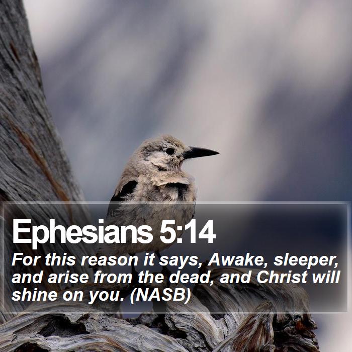 Ephesians 5:14 - For this reason it says, Awake, sleeper, and arise from the dead, and Christ will shine on you. (NASB)

