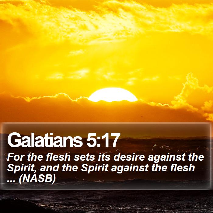 Galatians 5:17 - For the flesh sets its desire against the Spirit, and the Spirit against the flesh ... (NASB)
