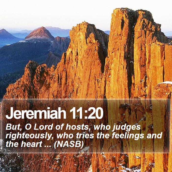 Jeremiah 11:20 - But, O Lord of hosts, who judges righteously, who tries the feelings and the heart ... (NASB)
