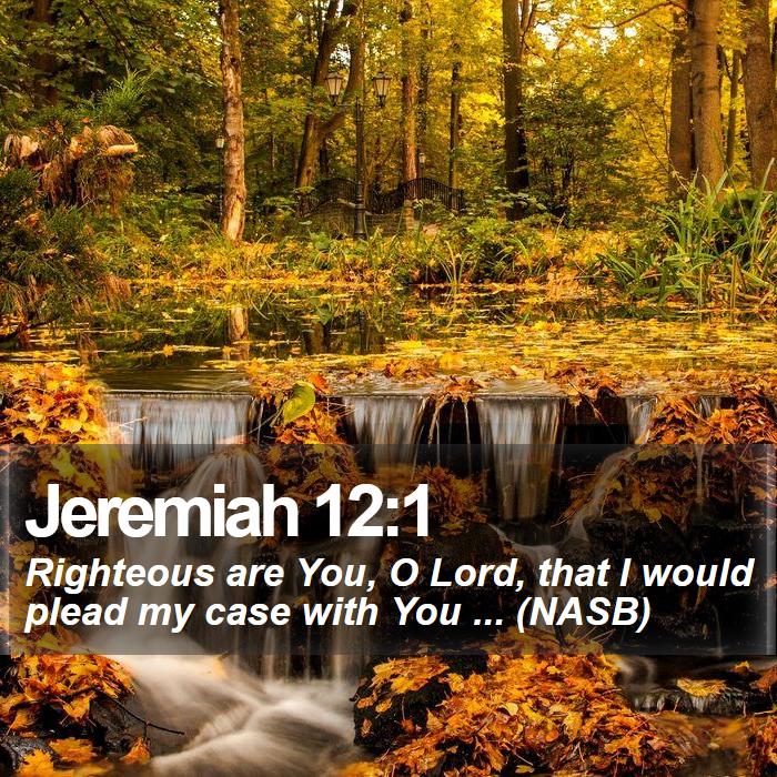 Jeremiah 12:1 - Righteous are You, O Lord, that I would plead my case with You ... (NASB)
