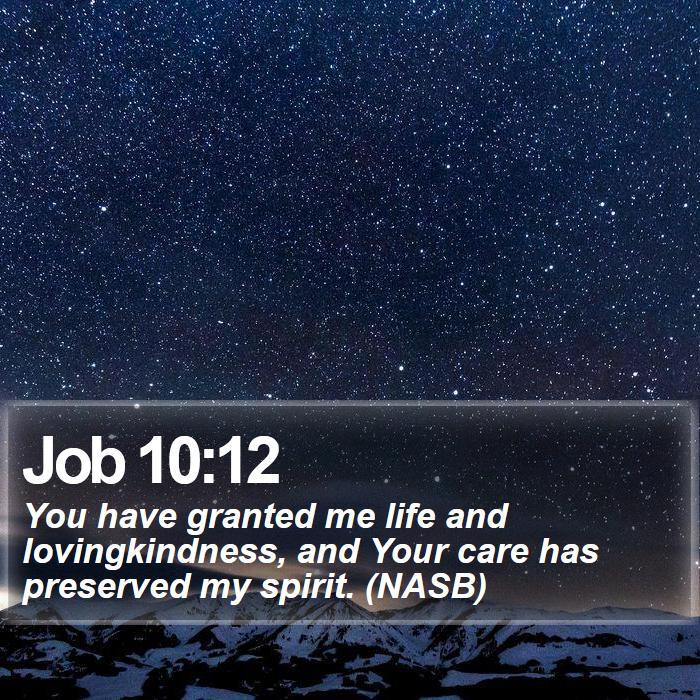 Job 10:12 - You have granted me life and lovingkindness, and Your care has preserved my spirit. (NASB)
