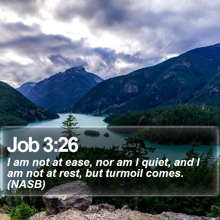 Job 3:26 - I am not at ease, nor am I quiet, and I am not at rest, but turmoil comes. (NASB)
