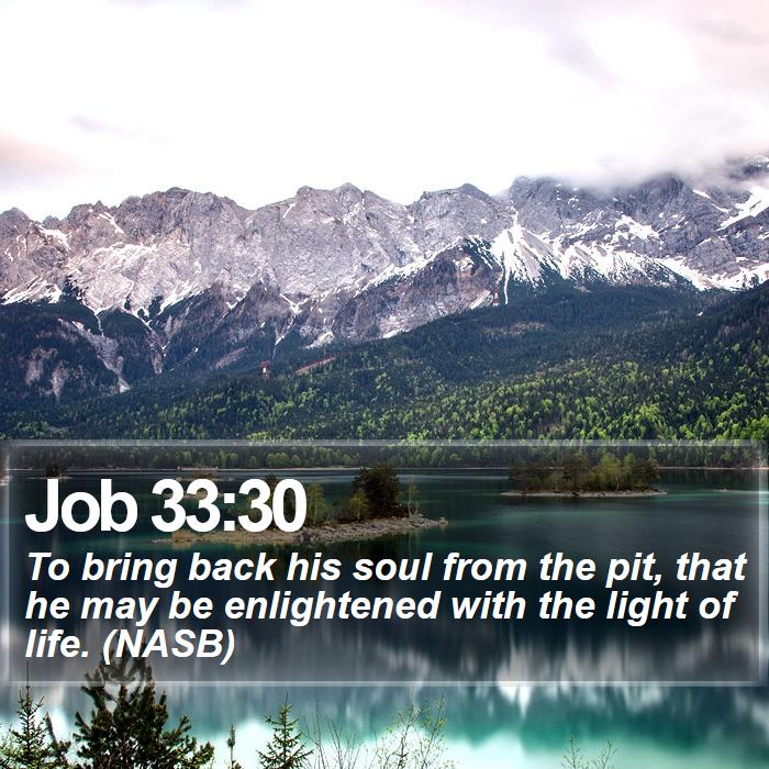 Job 33:30 - To bring back his soul from the pit, that he may be enlightened with the light of life. (NASB)
