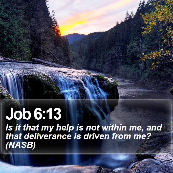 Job 6:13 - Is it that my help is not within me, and that deliverance is driven from me? (NASB)
