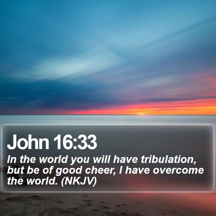 John 16:33 - In the world you will have tribulation, but be of good cheer, I have overcome the world. (NKJV)
