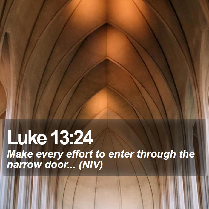 Luke 13:24 - Make every effort to enter through the narrow door... (NIV)
