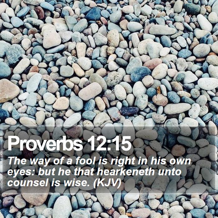Proverbs 12:15 - The way of a fool is right in his own eyes: but he that hearkeneth unto counsel is wise. (KJV)
