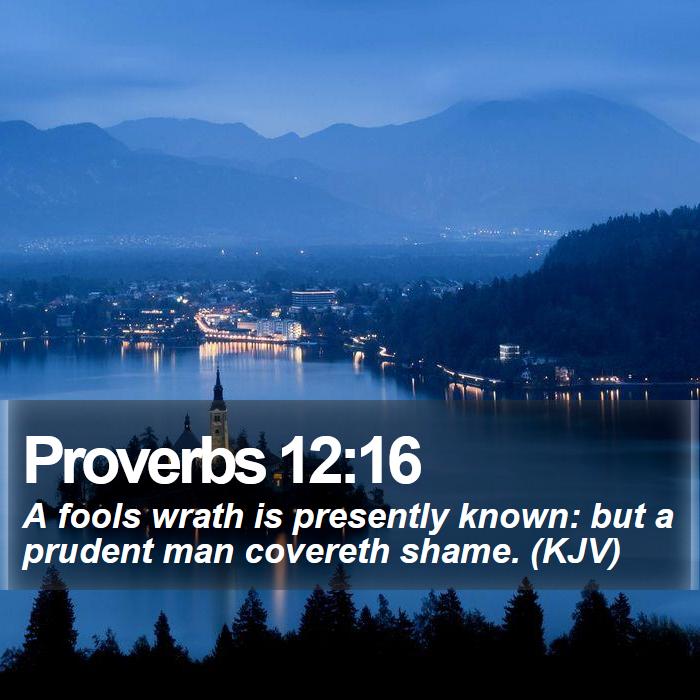 Proverbs 12:16 - A fools wrath is presently known: but a prudent man covereth shame. (KJV)
