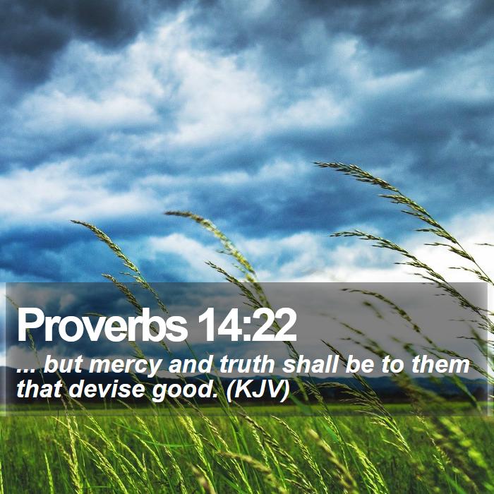 Proverbs 14:22 - ... but mercy and truth shall be to them that devise good. (KJV)
