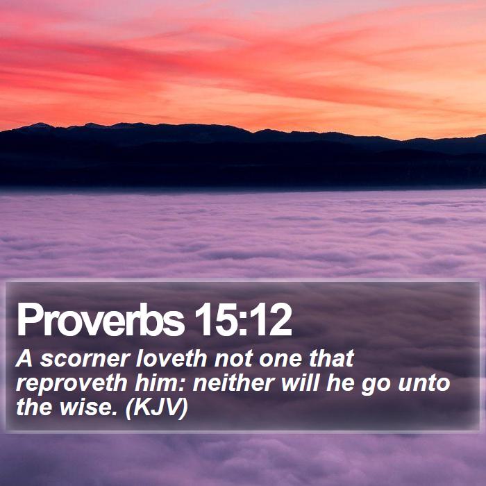 Proverbs 15:12 - A scorner loveth not one that reproveth him: neither will he go unto the wise. (KJV)
