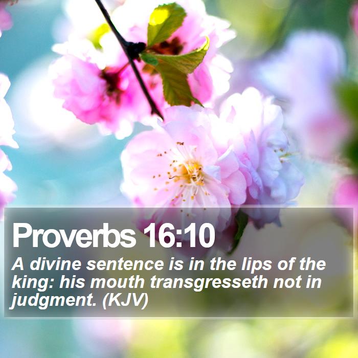 Proverbs 16:10 - A divine sentence is in the lips of the king: his mouth transgresseth not in judgment. (KJV)
