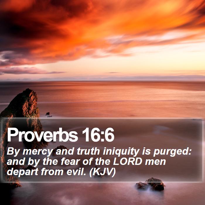 Proverbs 16:6 - By mercy and truth iniquity is purged: and by the fear of the LORD men depart from evil. (KJV)
