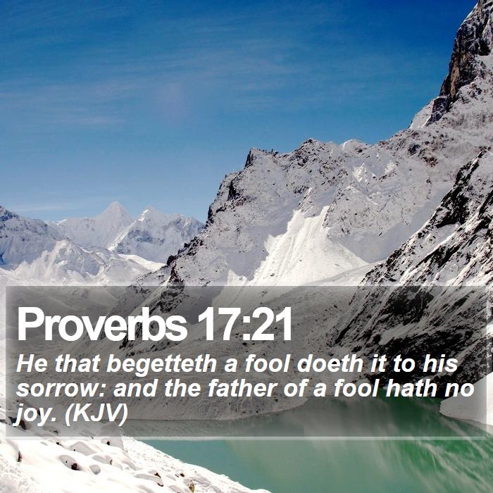 Proverbs 17:21 - He that begetteth a fool doeth it to his sorrow: and the father of a fool hath no joy. (KJV)
