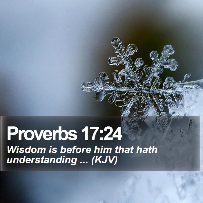 Proverbs 17:24 - Wisdom is before him that hath understanding ... (KJV)

