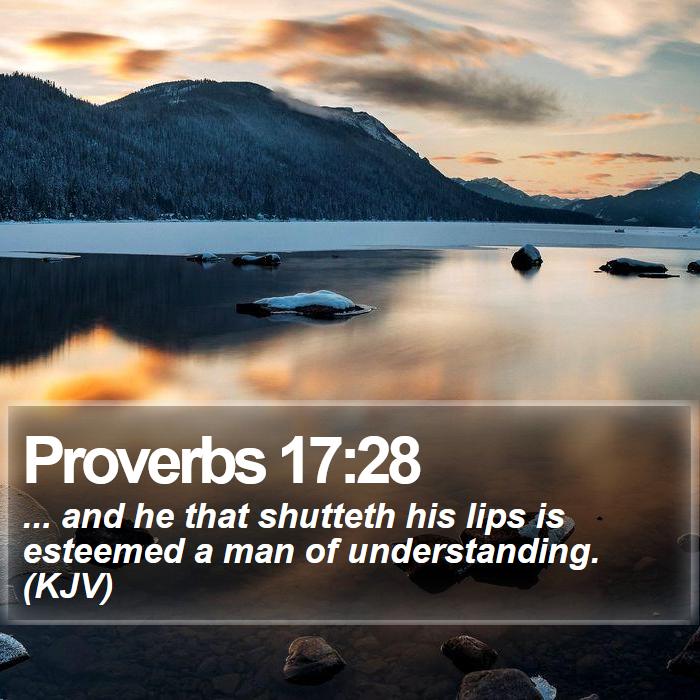 Proverbs 17:28 - ... and he that shutteth his lips is esteemed a man of understanding. (KJV)
