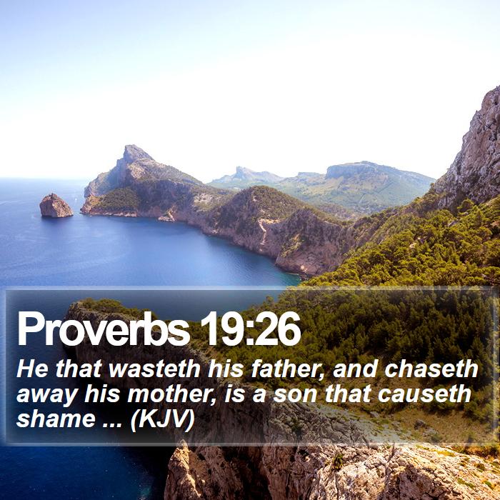 Proverbs 19:26 - He that wasteth his father, and chaseth away his mother, is a son that causeth shame ... (KJV)
