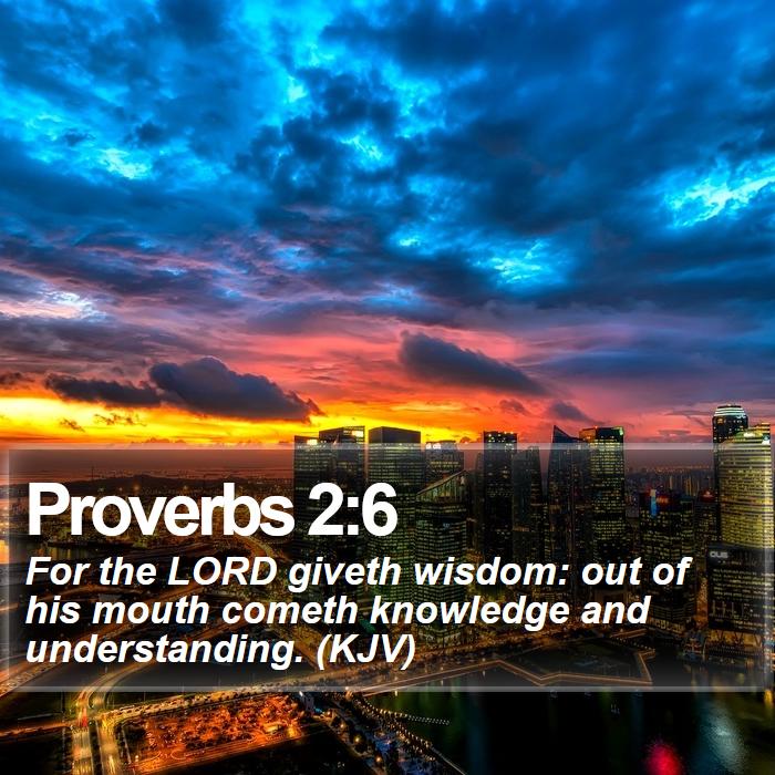Proverbs 2:6 - For the LORD giveth wisdom: out of his mouth cometh knowledge and understanding. (KJV)
