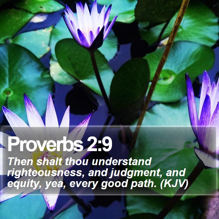 Proverbs 2:9 - Then shalt thou understand righteousness, and judgment, and equity, yea, every good path. (KJV)
