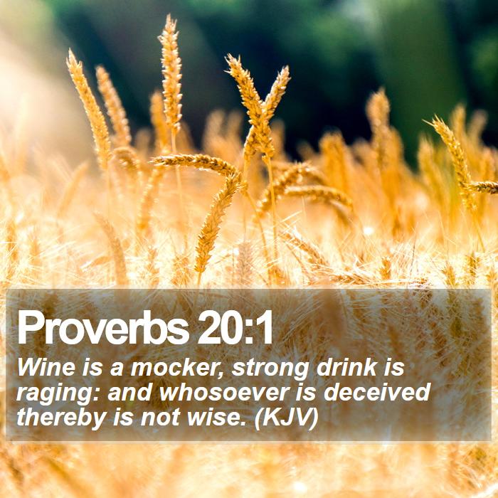 Proverbs 20:1 - Wine is a mocker, strong drink is raging: and whosoever is deceived thereby is not wise. (KJV)
