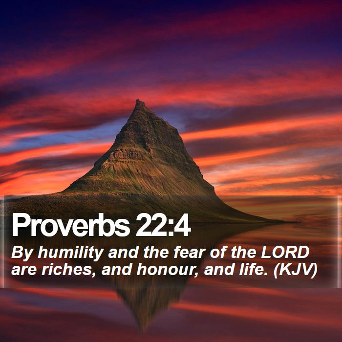 Proverbs 22:4 - By humility and the fear of the LORD are riches, and honour, and life. (KJV)
