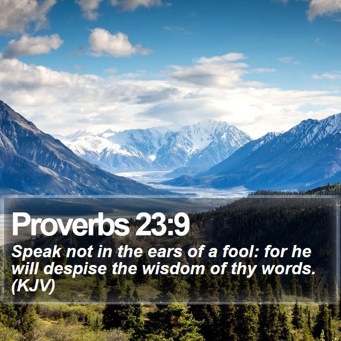 Proverbs 23:9 - Speak not in the ears of a fool: for he will despise the wisdom of thy words. (KJV)
