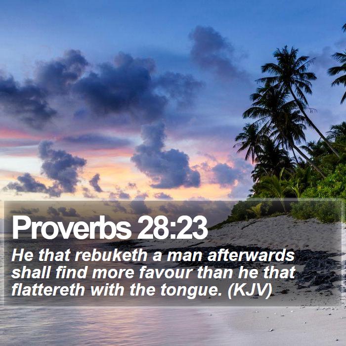 Proverbs 28:23 - He that rebuketh a man afterwards shall find more favour than he that flattereth with the tongue. (KJV)
