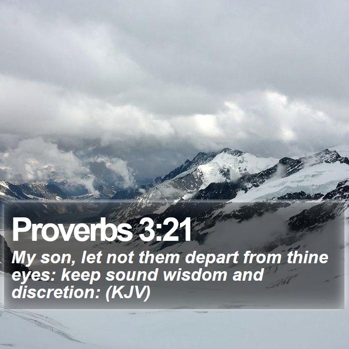 Proverbs 3:21 - My son, let not them depart from thine eyes: keep sound wisdom and discretion: (KJV)
