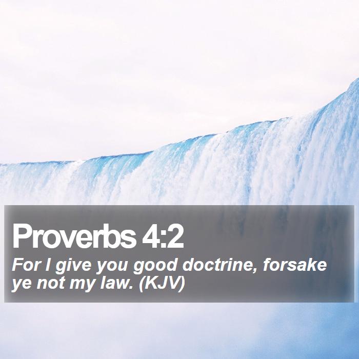 Proverbs 4:2 - For I give you good doctrine, forsake ye not my law. (KJV)
