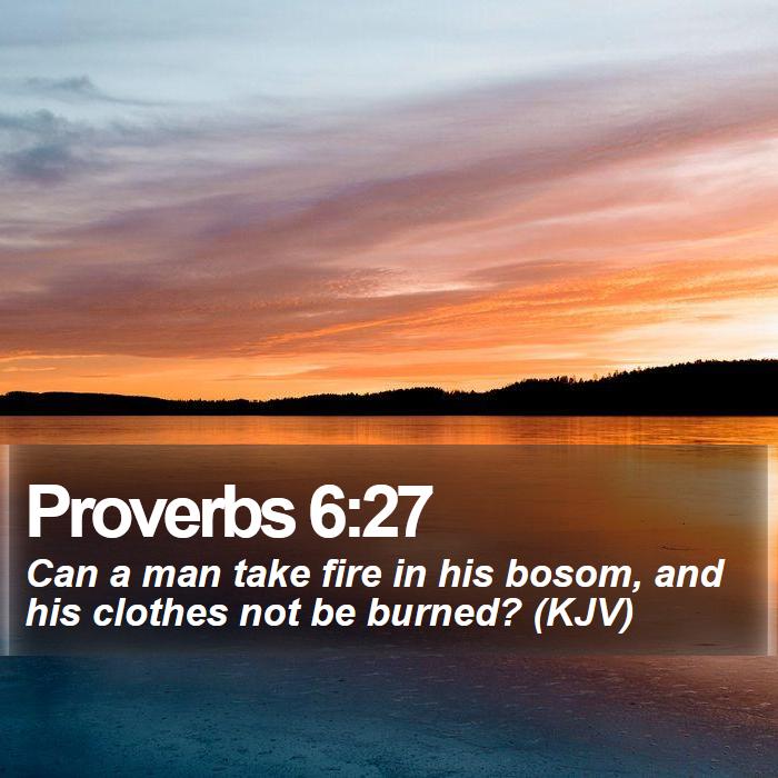Proverbs 6:27 - Can a man take fire in his bosom, and his clothes not be burned? (KJV)
