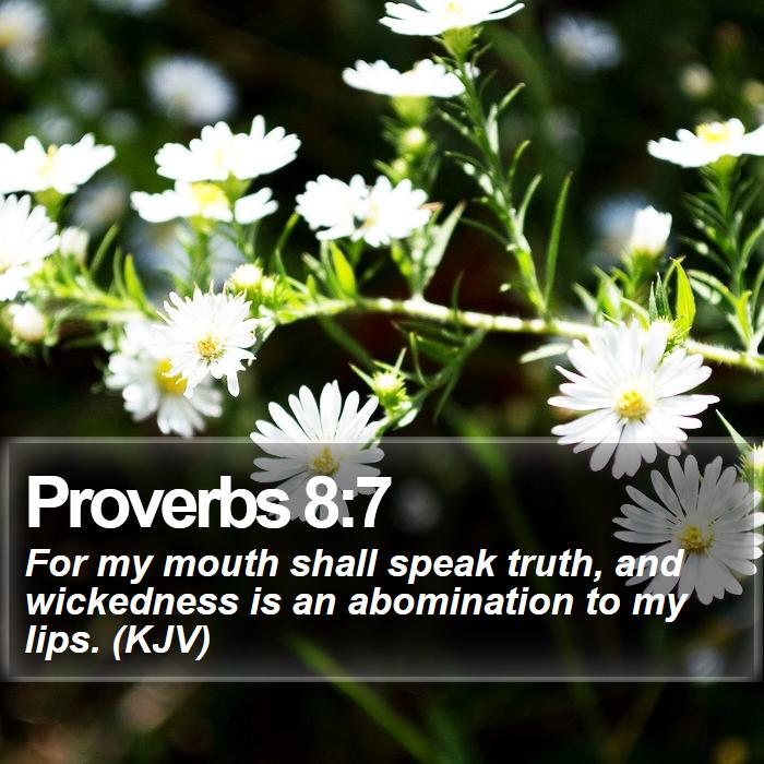 Proverbs 8:7 - For my mouth shall speak truth, and wickedness is an abomination to my lips. (KJV)
