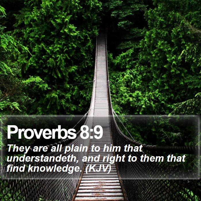 Proverbs 8:9 - They are all plain to him that understandeth, and right to them that find knowledge. (KJV)

