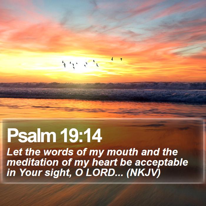 Psalm 19:14 - Let the words of my mouth and the meditation of my heart be acceptable in Your sight, O LORD... (NKJV)
