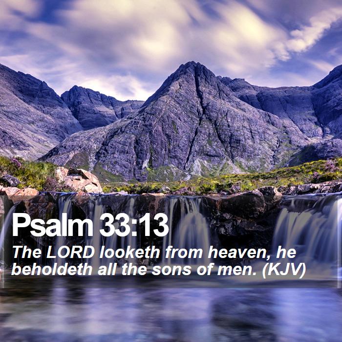 Psalm 33:13 - The LORD looketh from heaven, he beholdeth all the sons of men. (KJV)
