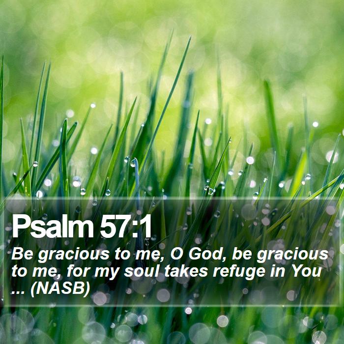 Psalm 57:1 - Be gracious to me, O God, be gracious to me, for my soul takes refuge in You ... (NASB)
