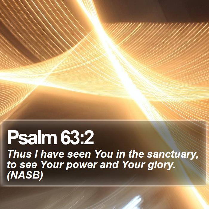 Psalm 63:2 - Thus I have seen You in the sanctuary, to see Your power and Your glory. (NASB)
