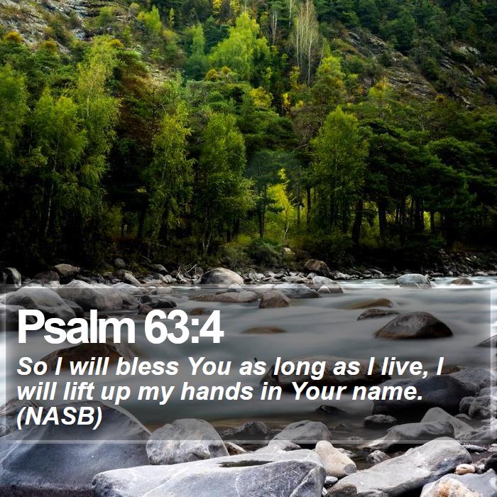 Psalm 63:4 - So I will bless You as long as I live, I will lift up my hands in Your name. (NASB)
