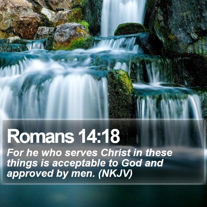 Romans 14:18 - For he who serves Christ in these things is acceptable to God and approved by men. (NKJV)
